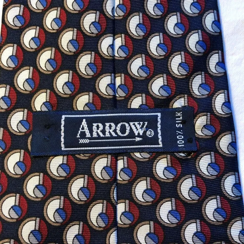 Vintage Arrow Mens Tie 100% Silk Blue/red/white